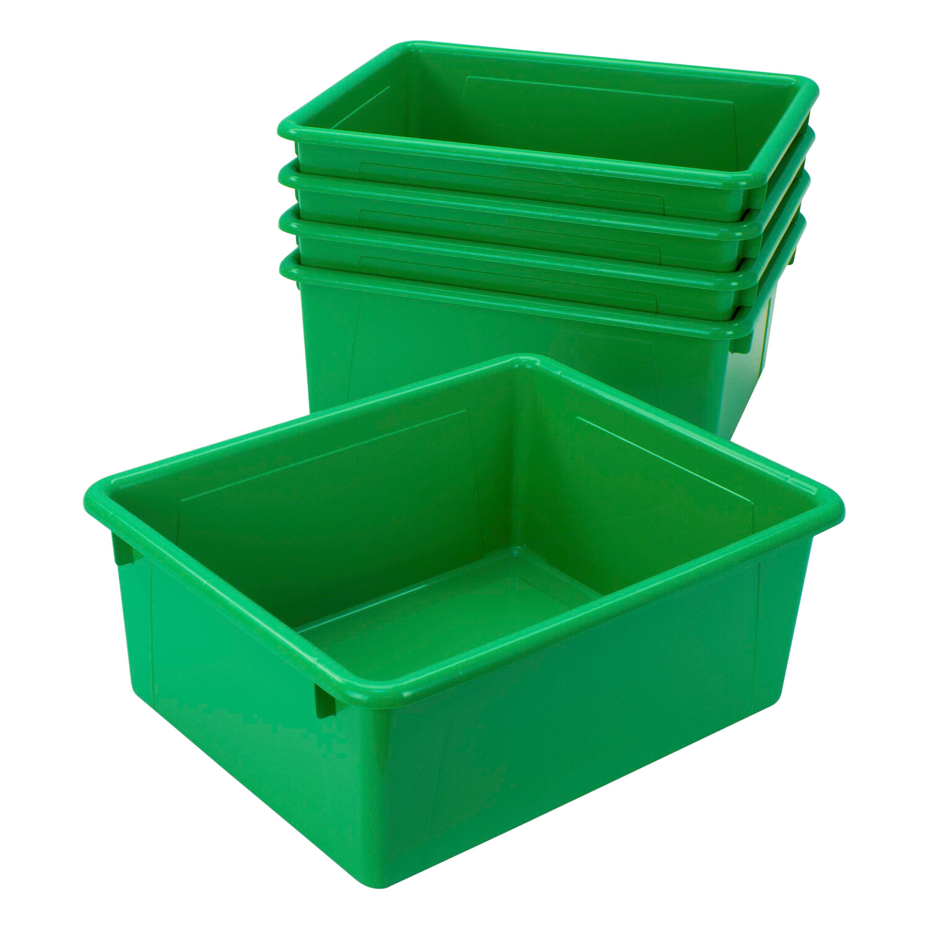 School Smart Deep Storage Bins, 10-3/4 x 13-3/8 x 5-1/4 Inches, Green, Pack of 5 2012826